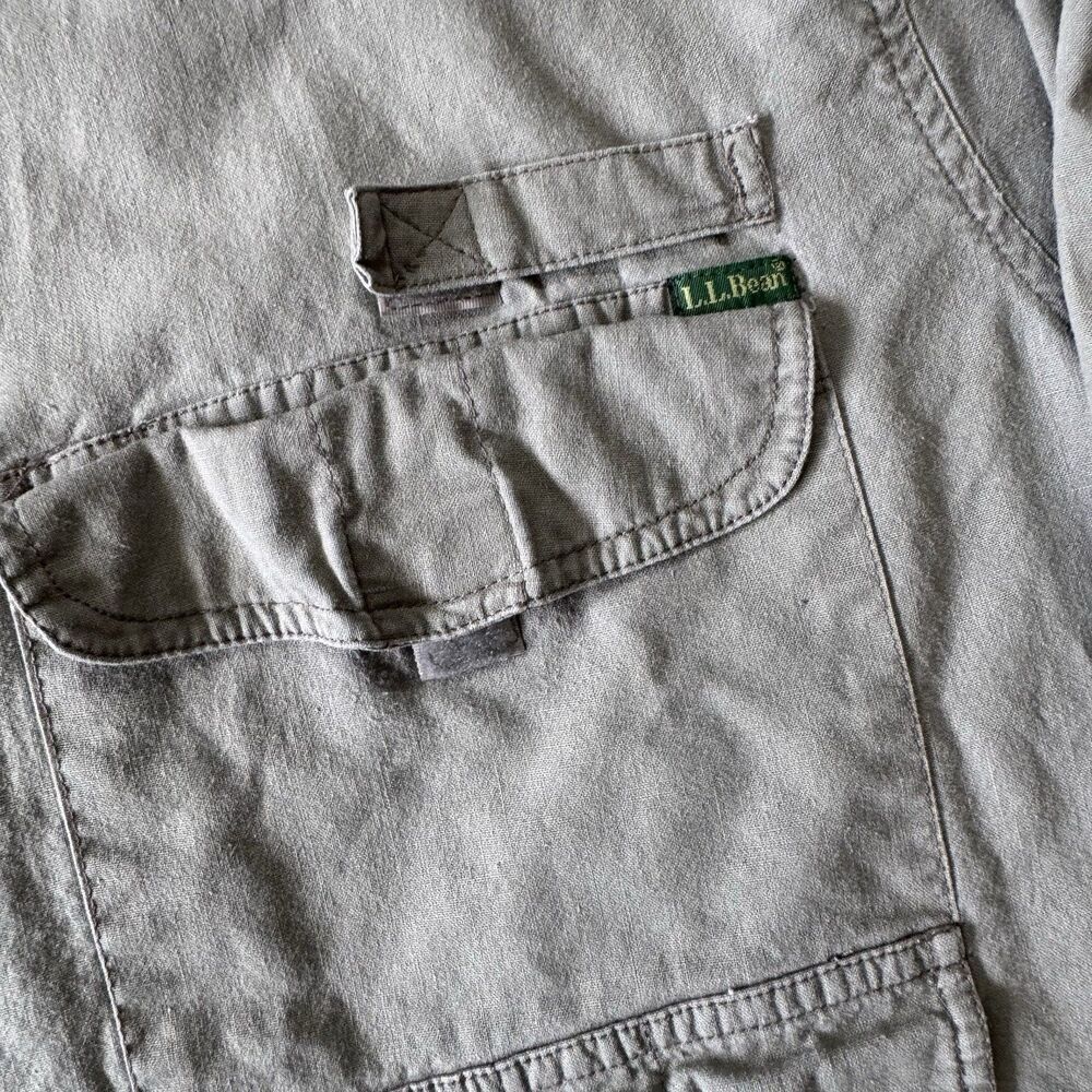 Vintage 90’s LL Bean Safari Long Sleeve Button Down Shirt Medium Grey Utility - Picture 6 of 9